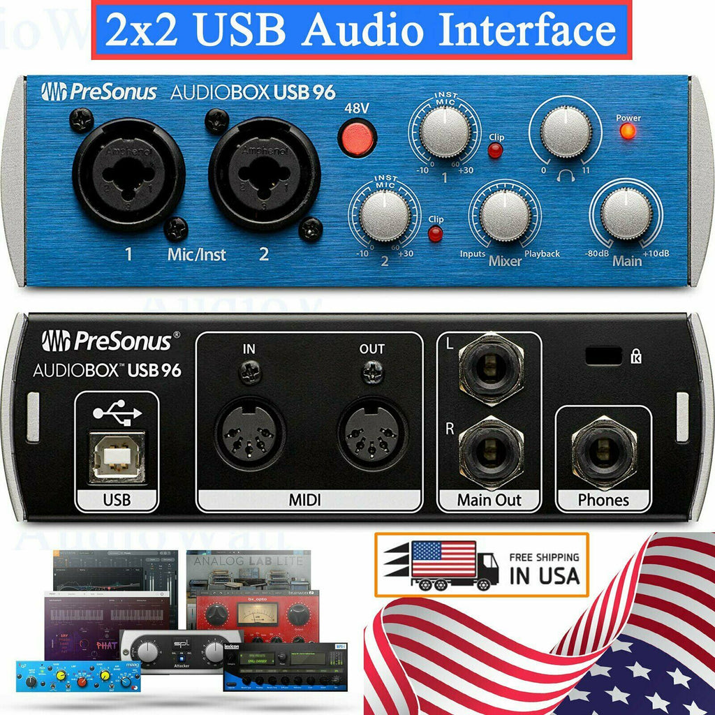 PreSonus AudioBox USB 96 2x2 USB Audio Interface Computer Recording Studio One - Sellabi