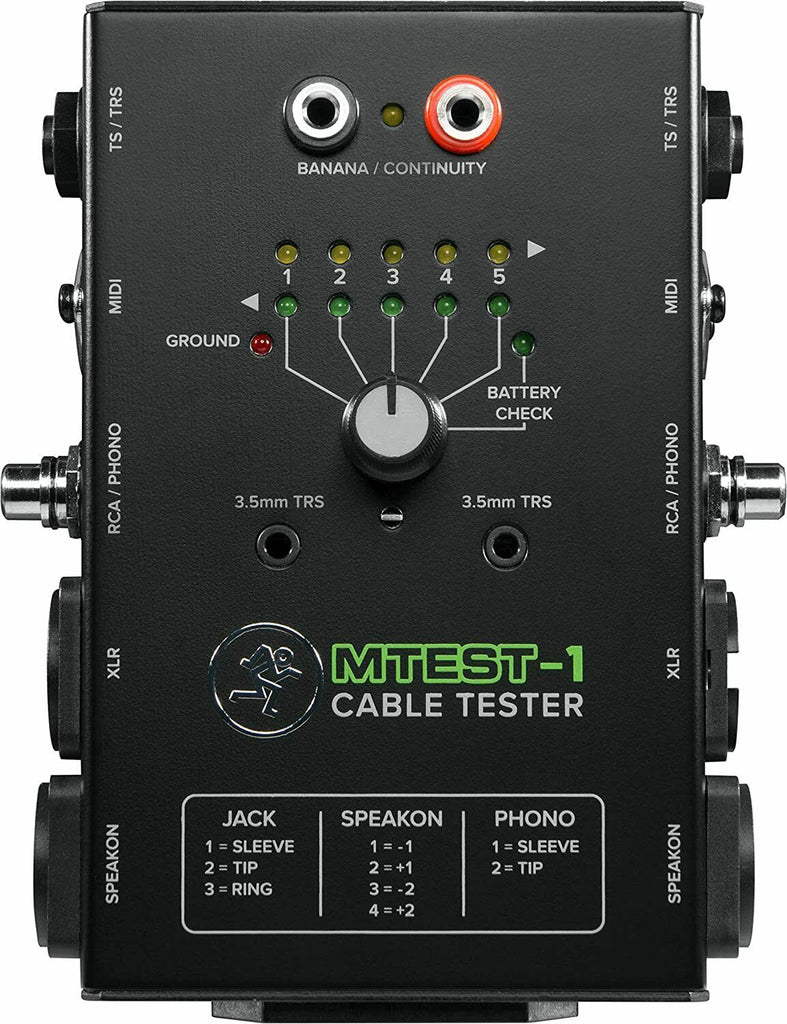 Mackie MTest-1 Cable Tester, 6-way switch Battery-Powered Connector Test UC - Sellabi
