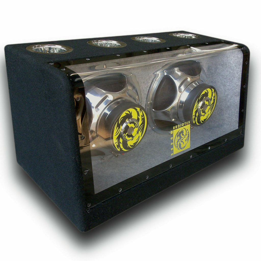 1x Audiotek1200 WATTS  Dual 8" Car Audio Subwoofers w/Bandpass Box - Sellabi