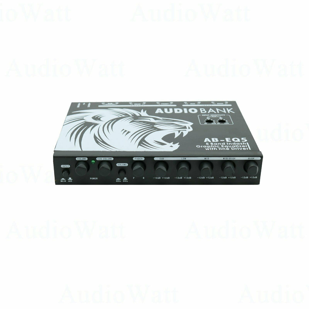 Audiobank AB-EQ5 1/2 Din 5 Band Car Audio Equalizer Graphic EQ w/ Line Driver - Sellabi