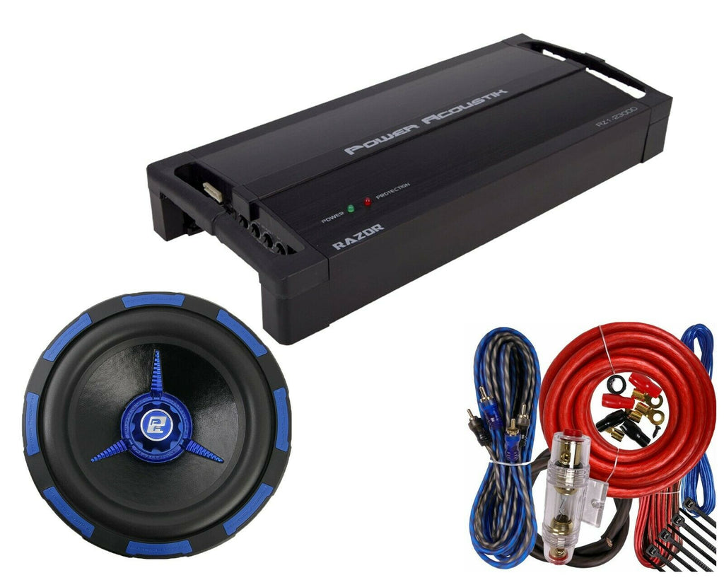 Power Acoustik RZ1-2300D Mono Amplifier + MOFOS-12D4 12″ Subwoofer + 4 Gauge Kit - Sellabi