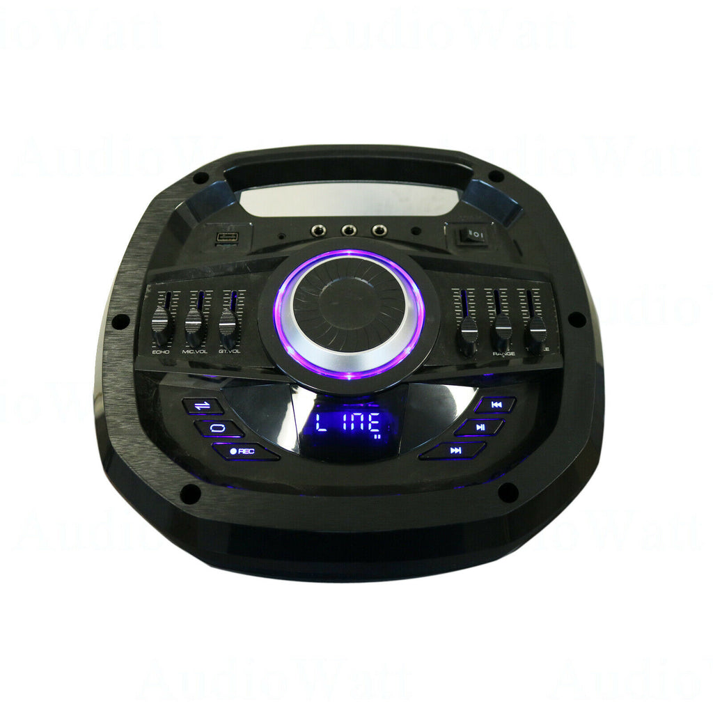 2000W Dual 10" Rechargeable Powered Speaker DJ PA Karaoke System Bluetooth w/LED - Sellabi