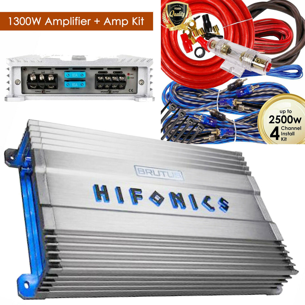 Hifonics BG-1300.1D 1300 Watts BRUTUS Mono Subwoofer Car Audio Amplifier + Kit - Sellabi