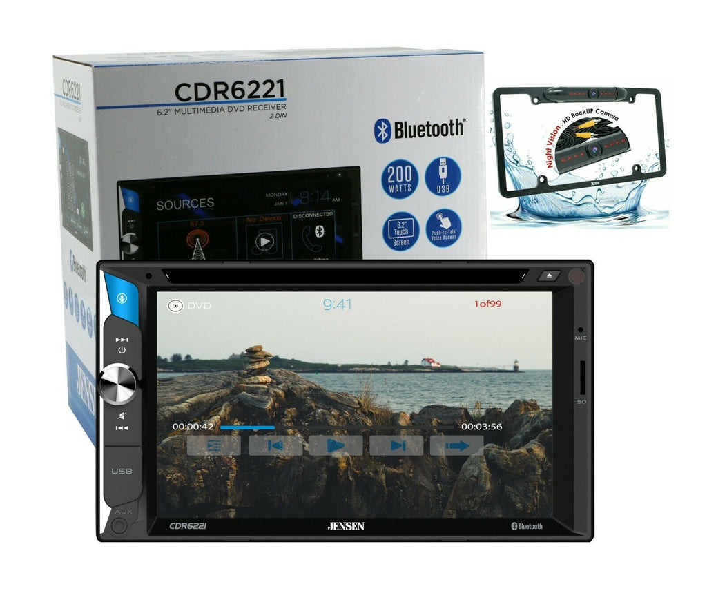 Jensen CDR6221 6.2" Touchscreen LCD Receiver + License Plate Rare Camera XV30LCC - Sellabi