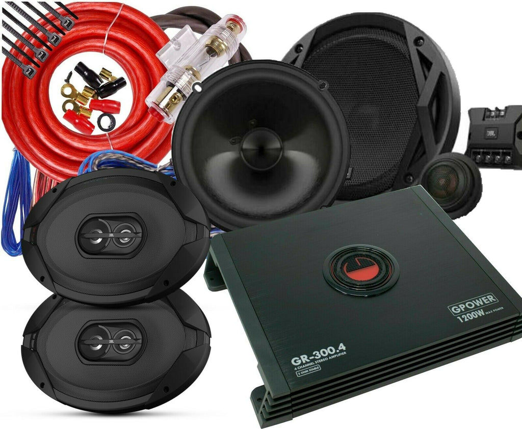 2x JBL 300WATT 6X9 + 2x JBL Club6500C Car Speakers + Gravity 1200W 4ch Amp +Kit - Sellabi