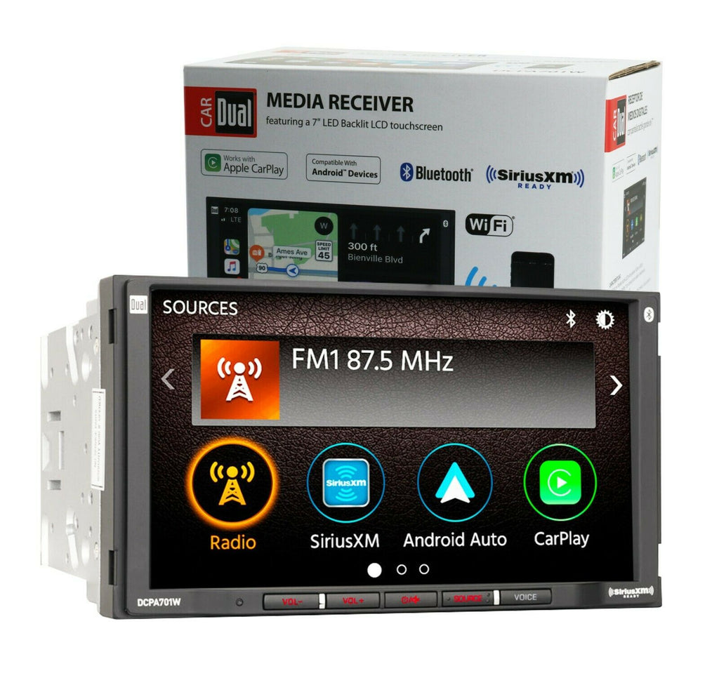 Dual DCPA701W 7" Touchscreen Backlit LED 2-Din Receiver w/Apple CarPlay - Sellabi