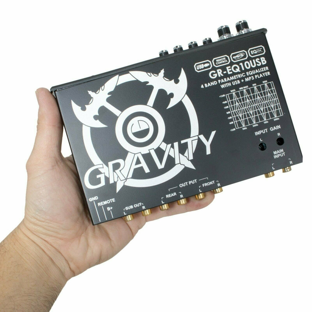 Gravity Car Audio SD, USB, AUX, MP3 Player w/ 4-Band Parametric Equalizer 9V RMS - Sellabi