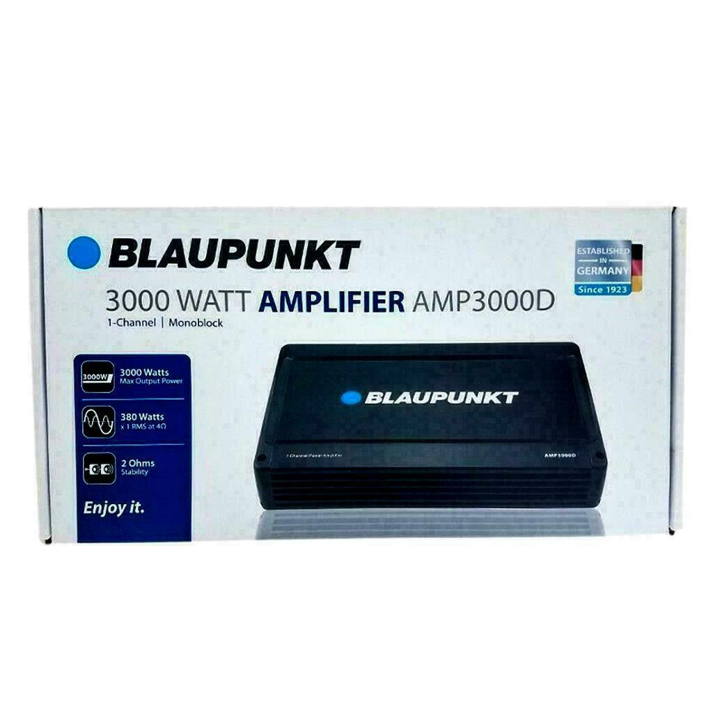 Blaupunkt AMP3000D 3000 Watt 1 Ch Car Amp + 2x Audiotek 12" 2400W + 4 Ga Amp Kit - Sellabi