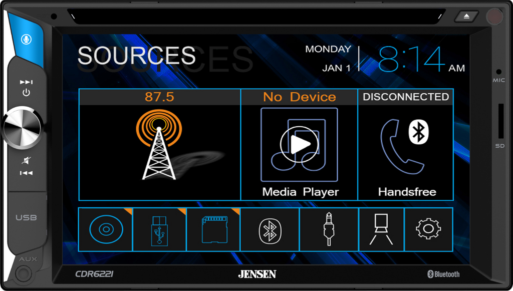 Jensen CDR6221 6.2" Touchscreen LCD Receiver + Wide Angle Back Camera XV95BK - Sellabi