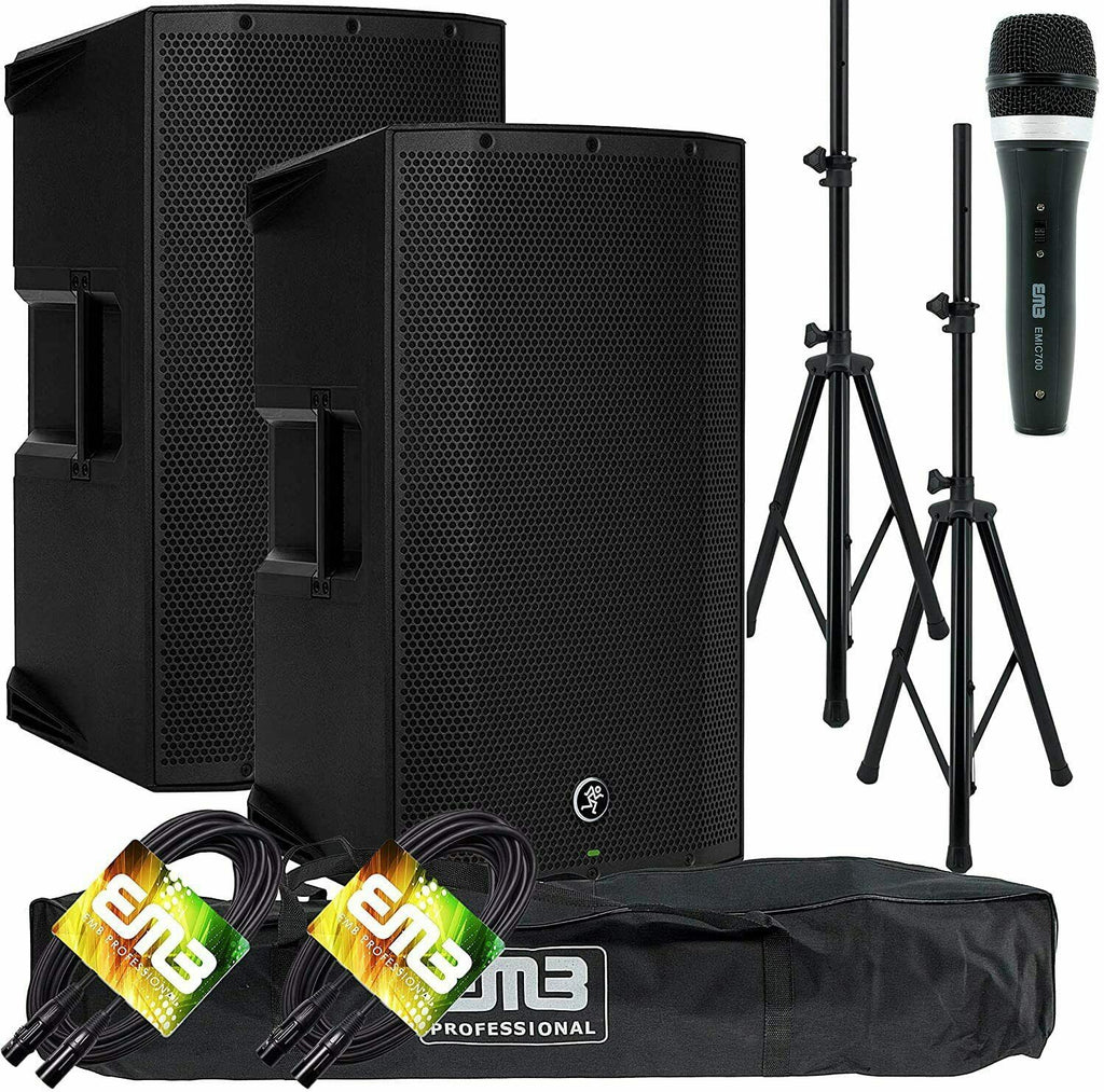 2x Mackie Thump15A 1300W 15? Loudspeaker + 2x Speaker Stands + Microphone + XLR - Sellabi