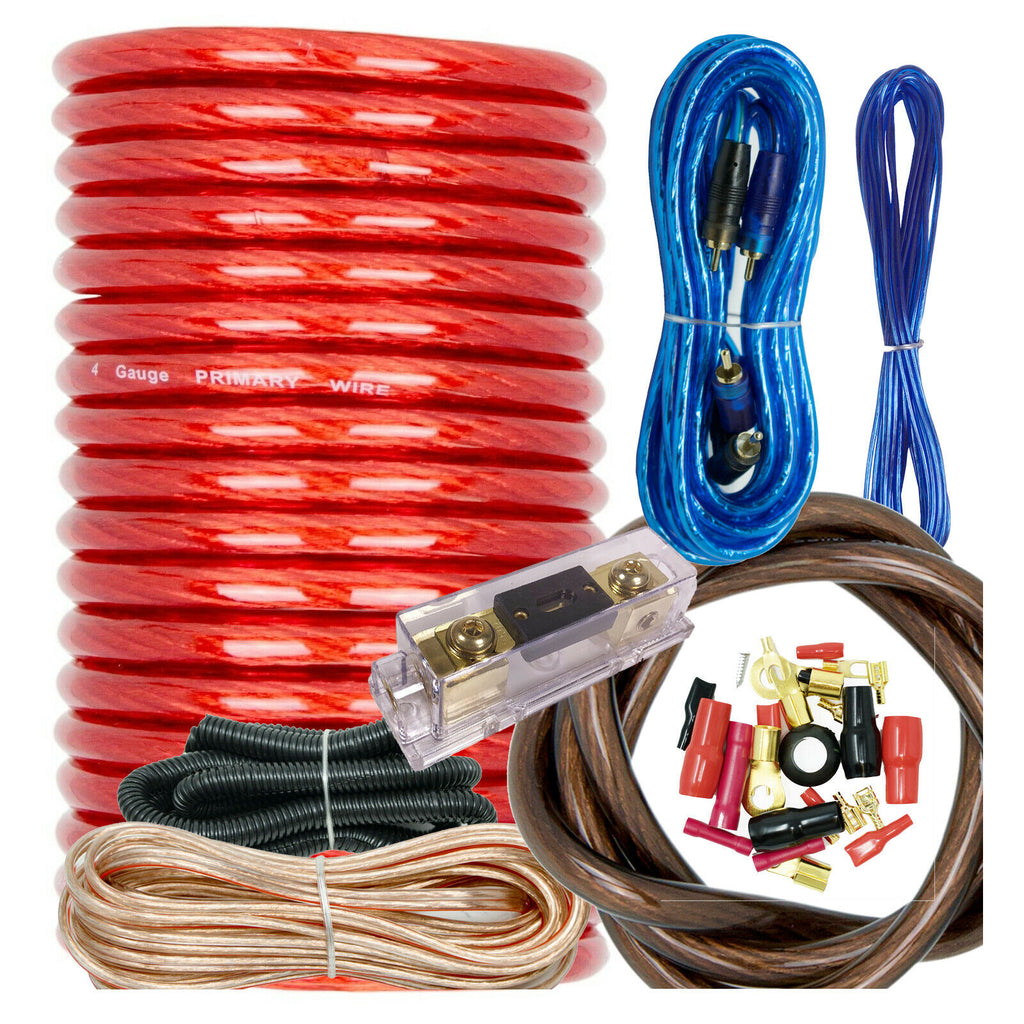 Audiobank 4 Gauge 3000w Amplifier Installation Wiring Amp Kit CCA 4 AWG RED - Sellabi