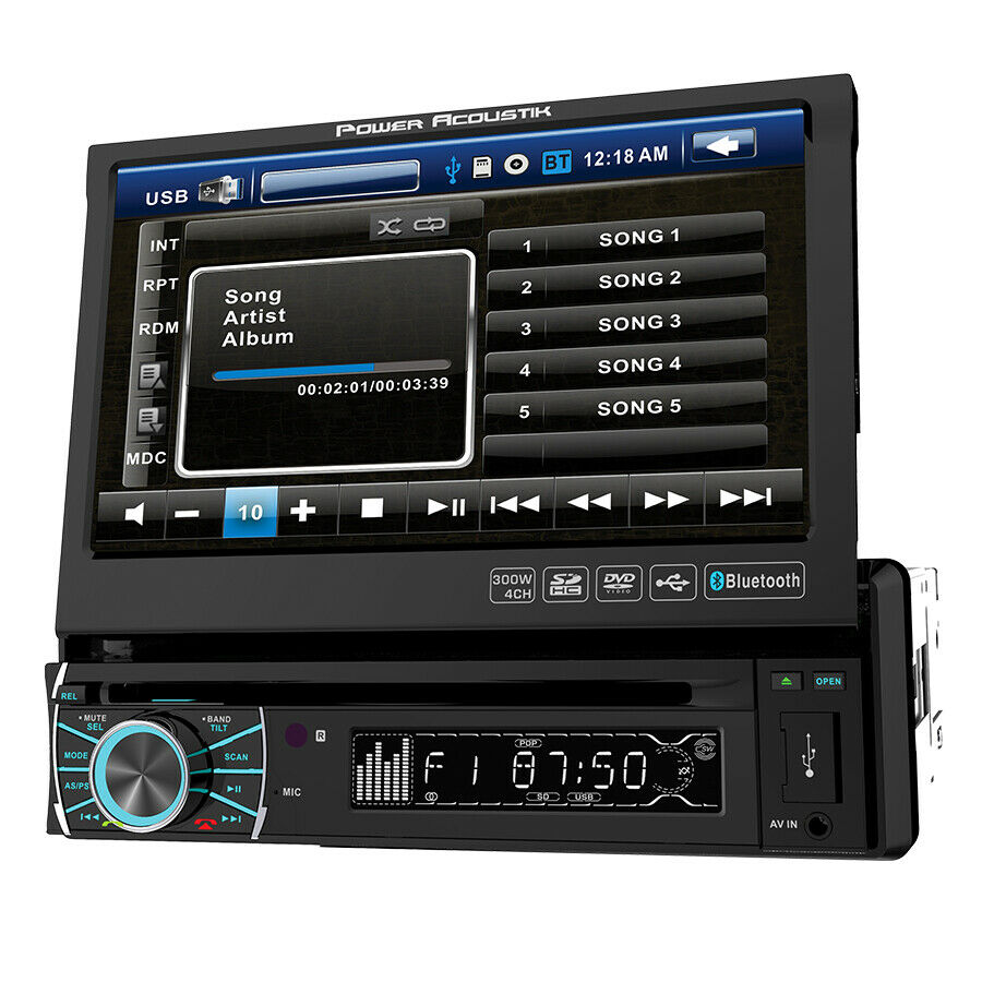 Power Acoustik PTID-8920B 7" 1-DIN Touchscreen DVD CD Bluetooth Receiver - Sellabi