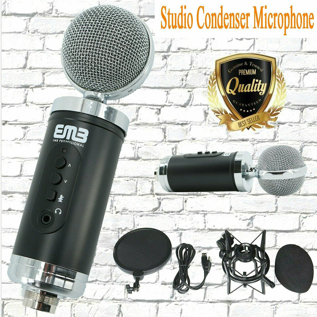 EMC960 Multi Pattern Recording Large Diaphragm Condenser Studio Microphone Black - Sellabi