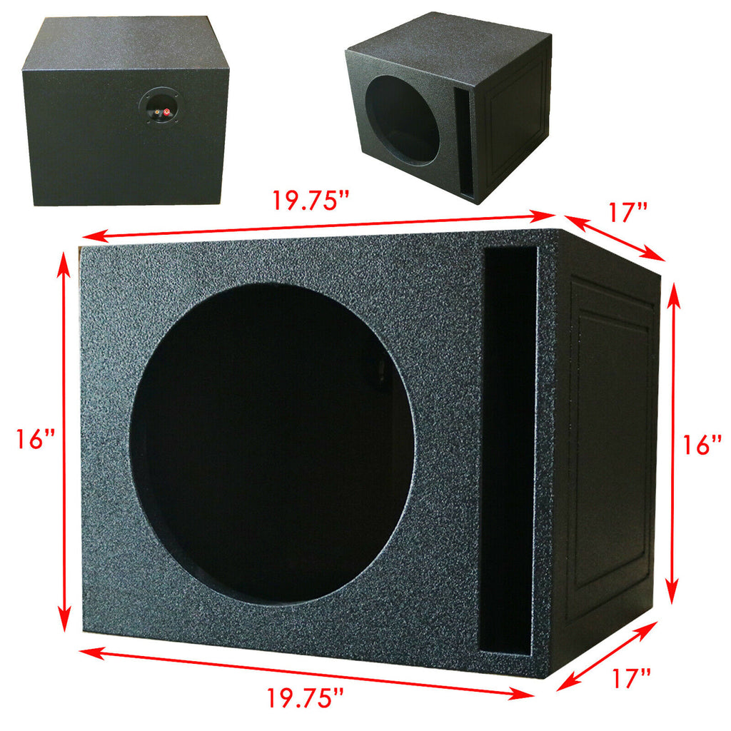 Single 12" Vented Armor Coated  Subwoofer Box with  Painted Kerf Port 1" MDF - Sellabi
