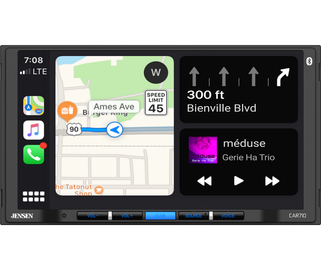 Jensen CAR710 7" Multimedia Receiver w/CarPlay Android Auto + Rear Camera XV95BK - Sellabi