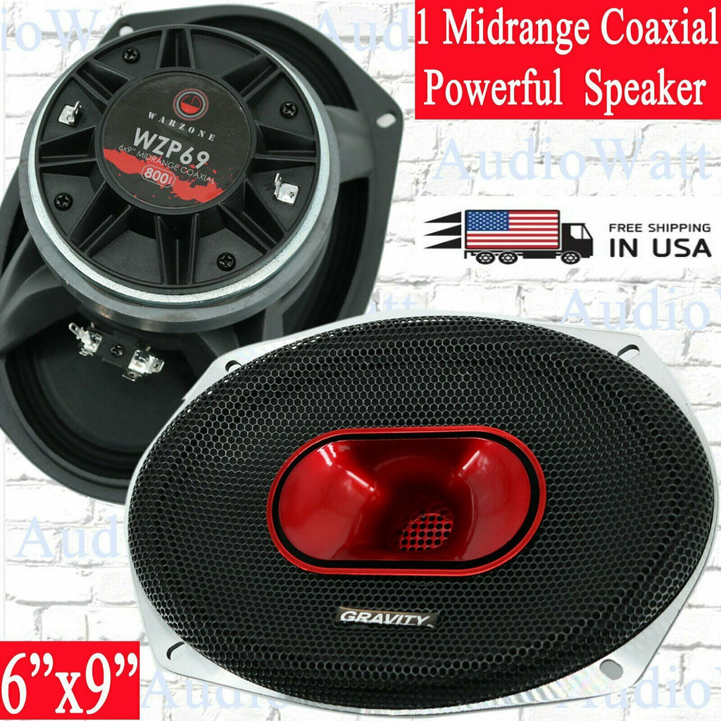 1x Gravity WZP69 Car Audio 6"x9" 4-Ohm Midrange 800 Watts Coaxial Loud Speaker - Sellabi