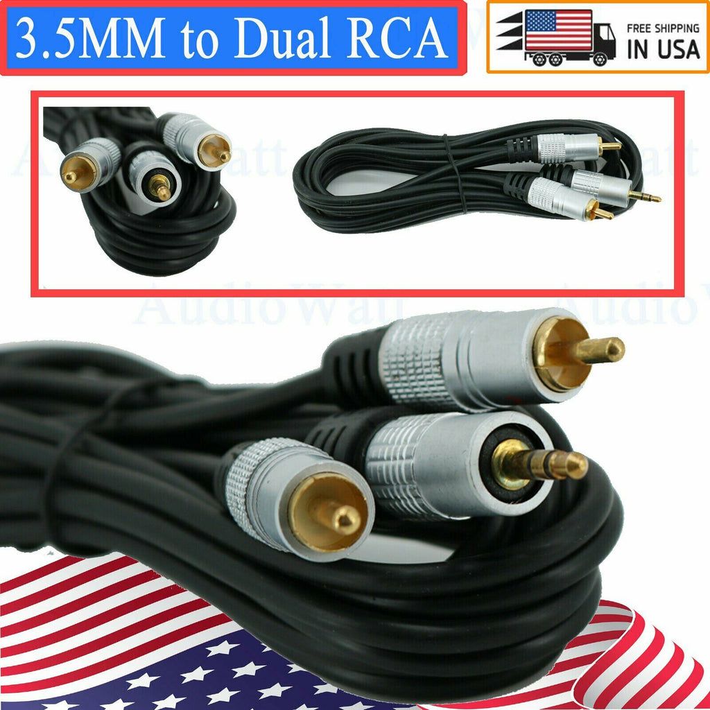 1x Premium 6 Feet 3.5MM to Dual RCA Audio Video Adapter Jack Composite A/V Cable - Sellabi