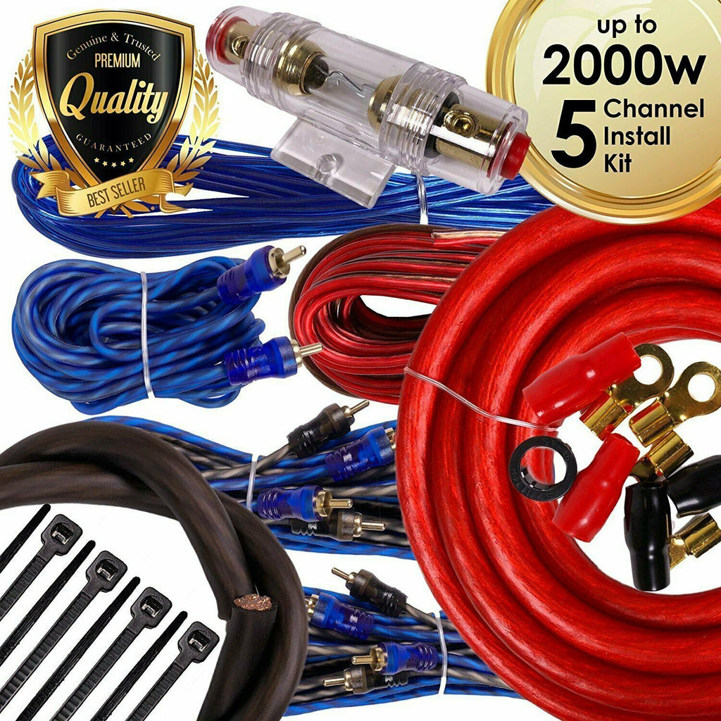 Complete 5 Channels 2000W 4 Gauge Amplifier Installation Wiring Kit Amp PK1 Red - Sellabi