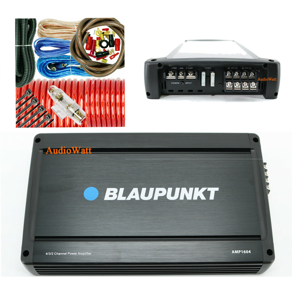 BLAUPUNKT CAR AUDIO 4 CHANNEL AMP AMPLIFIER 1500W | AMP1604 + AMP KIT 4 GAUGE - Sellabi