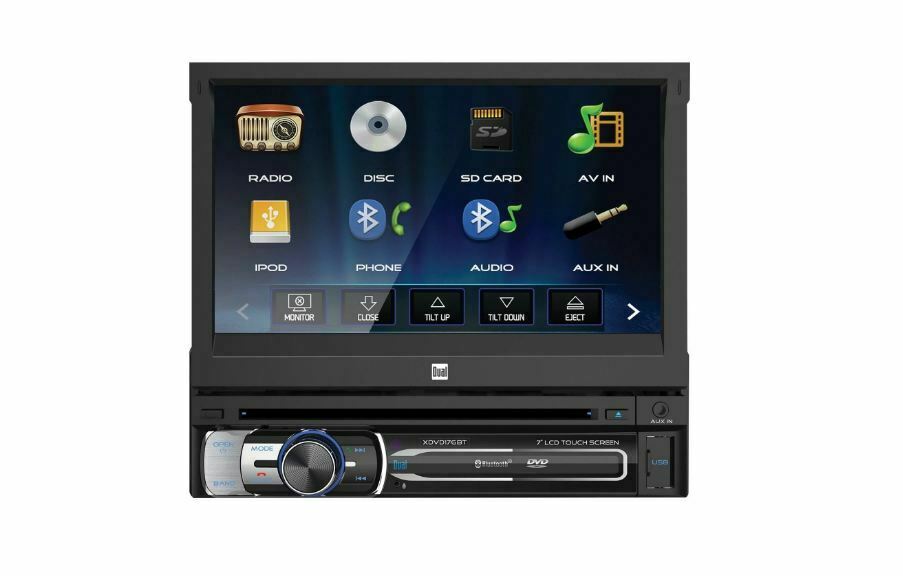 Dual XDVD176BT 7" Bluetooth 1-Din DVD Receiver Motorized Touchscreen + CAM-30CH - Sellabi