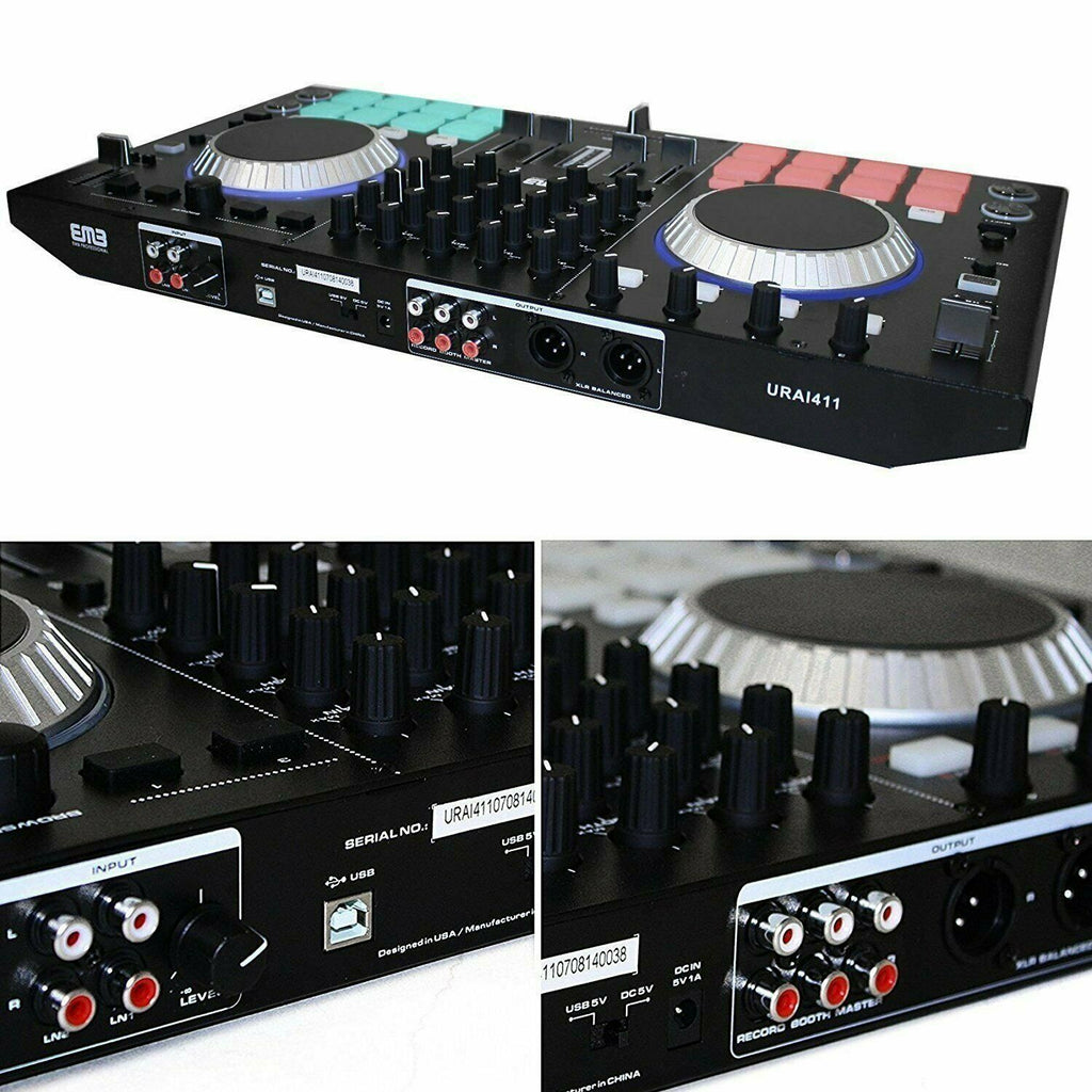 EMB URAI411 Controller 4 Channels DJ MIXER With Effects -2 Jog Wheels Scratching - Sellabi