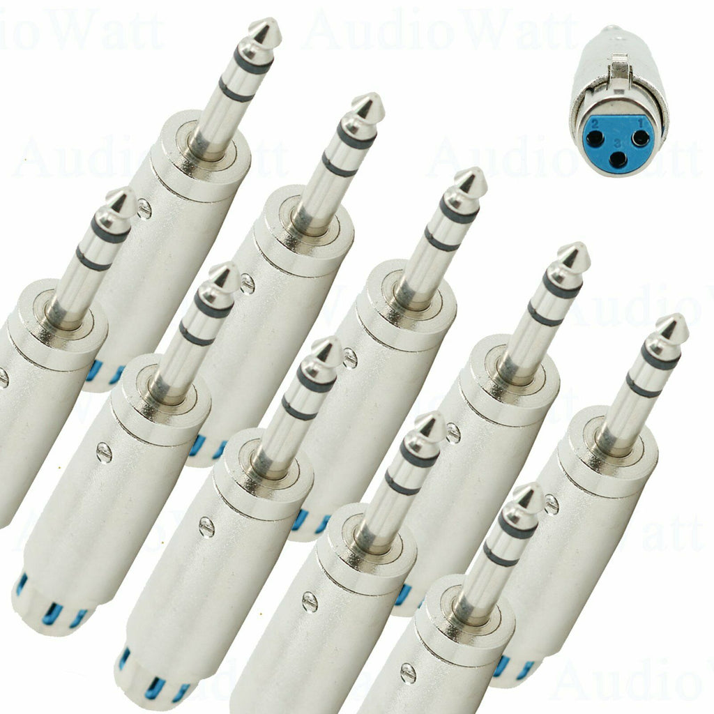 10x XLR 3-Pin Female to 1/4 6.35mm Stereo Male Plug TRS Audio Cable Mic Adapter - Sellabi