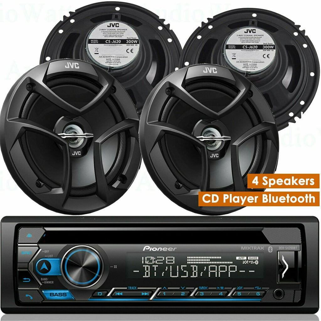 Pioneer DEH-S4200BT 1-DIN CD Player Bluetooth + 4x JVC CS-J620 6.5" 300W Speaker - Sellabi