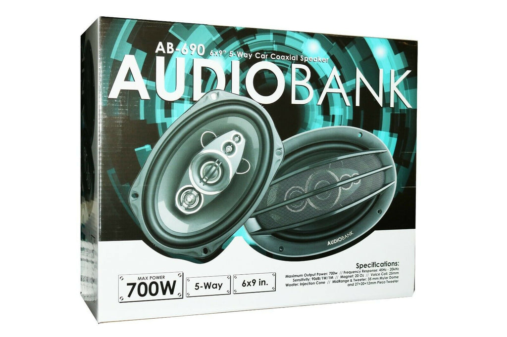 Audiobank AB-690 6x9" 700 Watts Power 5-Way Car Audio Coaxial Speakers -Pair - Sellabi