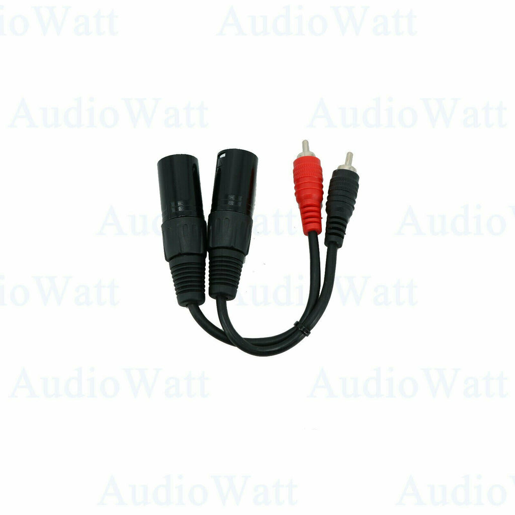 1x 6 Inches 16 Gauge Dual XLR Male to Mattel RCA Male Plug Interconnect Cable - Sellabi