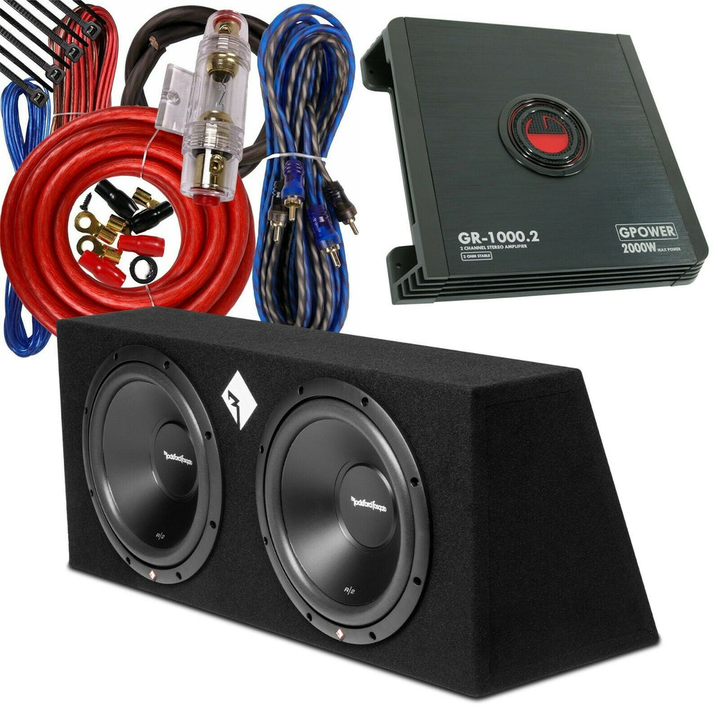 Rockford Fosgate R2-2X12 Subwoofer Enclosed + Gravity GR1000.2 Amplifier + Kit - Sellabi