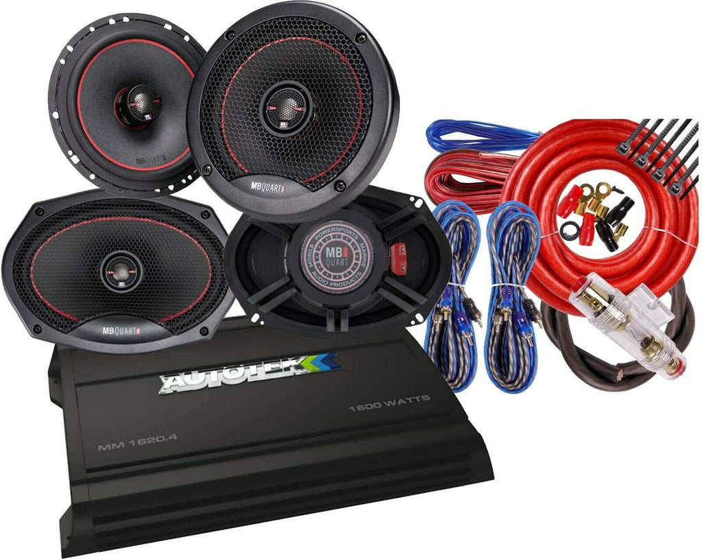 2x MB Quart RK1-116 +2x RK1-169 Speakers + Autotek MM1620.4 Amplifier + Amp Kit - Sellabi