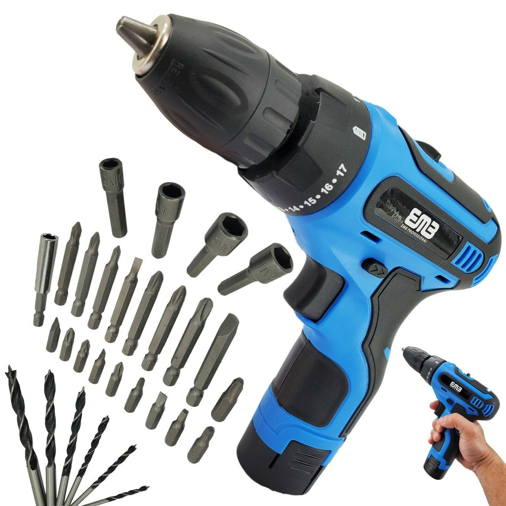 12V Electric Drill Household Lithium Battery Cordless Drill Driver Power Drill - Sellabi