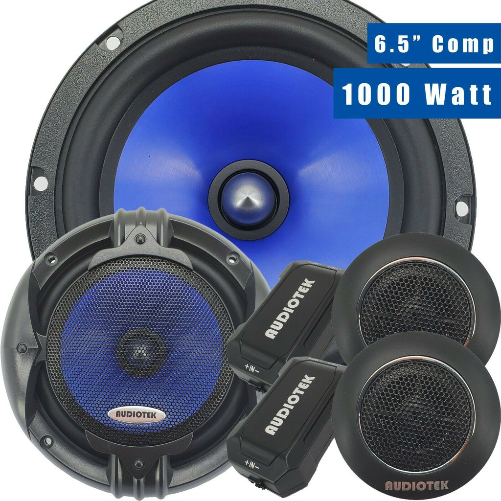 Pair of Audiotek 1000W 6.5-Inch 2-Way Car Audio Component Speaker System 6-1/2in - Sellabi