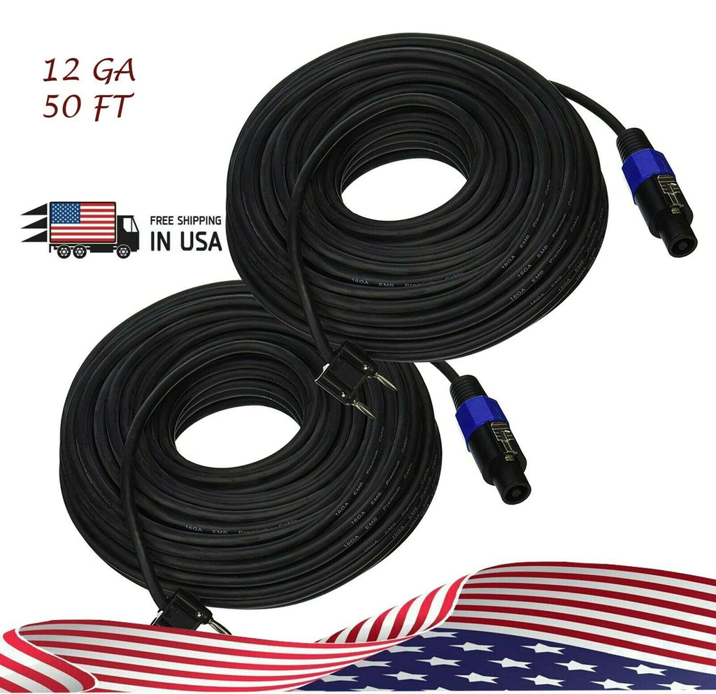 2x EMB Banana to Speakon 12 Gauge 50 Feet Premium Speaker Cable Wire | BS1250 - Sellabi