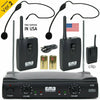 Professional Wireless Microphone System Dual Headset 2 x Mic Cordless Receiver - Sellabi