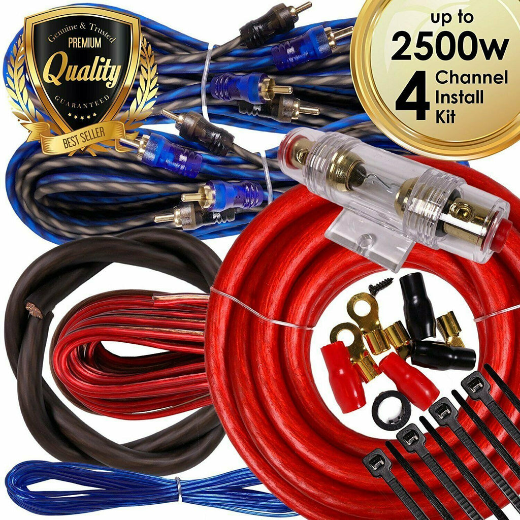 Complete 4 Channels 2500W 4 Gauge Amplifier Installation Wiring Kit Amp PK1 Red - Sellabi
