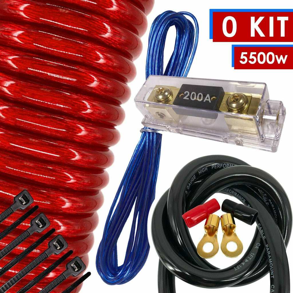 HOT Audiobank 0 Gauge 5500W Car Amplifier Installation Power Amp Wiring Kit Red - Sellabi