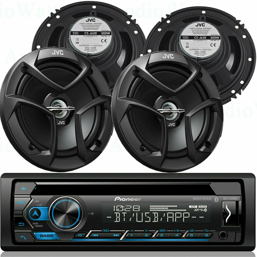 Pioneer DEH-S4200BT 1-DIN CD Player Bluetooth + 4x JVC CS-J620 6.5" 300W Speaker - Sellabi