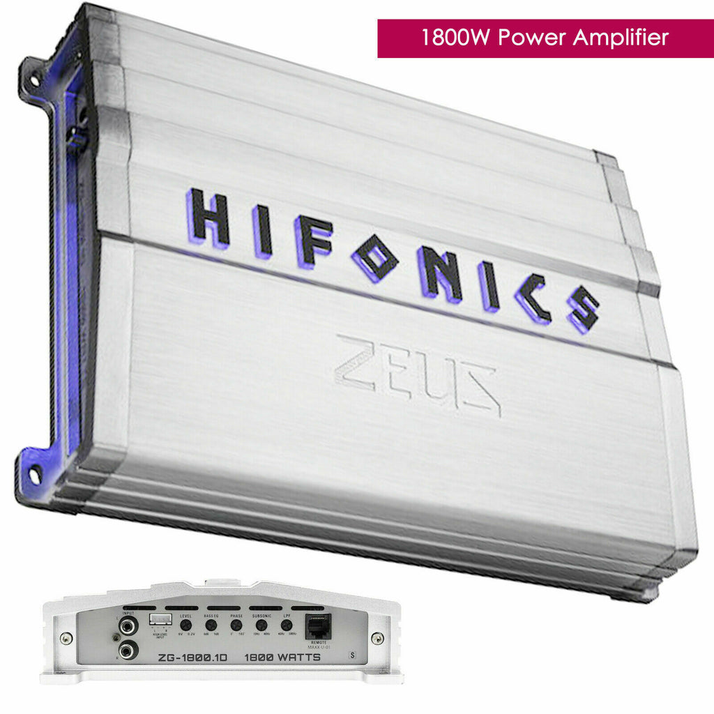 Hifonics Zeus ZG-1800.1D Amplifier + 2x Warzone WZ12D4 12-Inch Sub + 4 Ga AmpKit - Sellabi