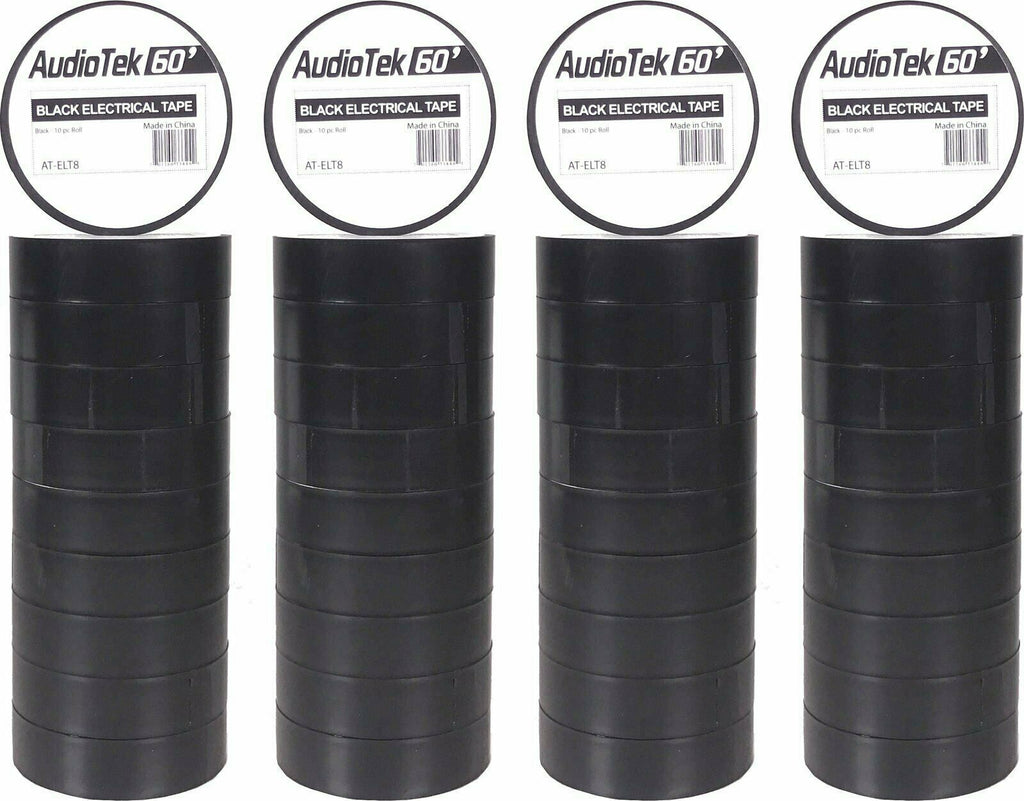 40 piece AT-ELT8 | Premium 60 ft Black Electrical Tape 10pc per Roll - Sellabi