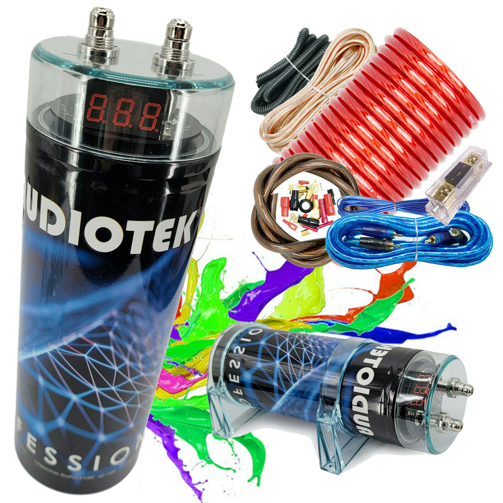 Power 12V Car Audio 5.0 Farad Capacitor 5000W Digital 3 Digit Display + 4 GA KIT - Sellabi