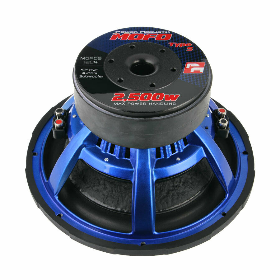 1x Power Acoustik MOFOS-12D4 12" 2500W MAX 4Ohm DVC MOFO Type S Series Subwoofer - Sellabi