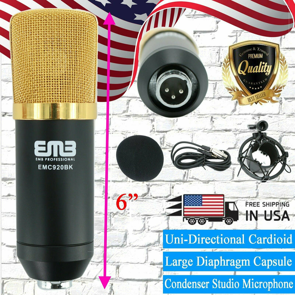 EMC920 Multi Pattern Recording Large Diaphragm Condenser Studio Microphone Black - Sellabi