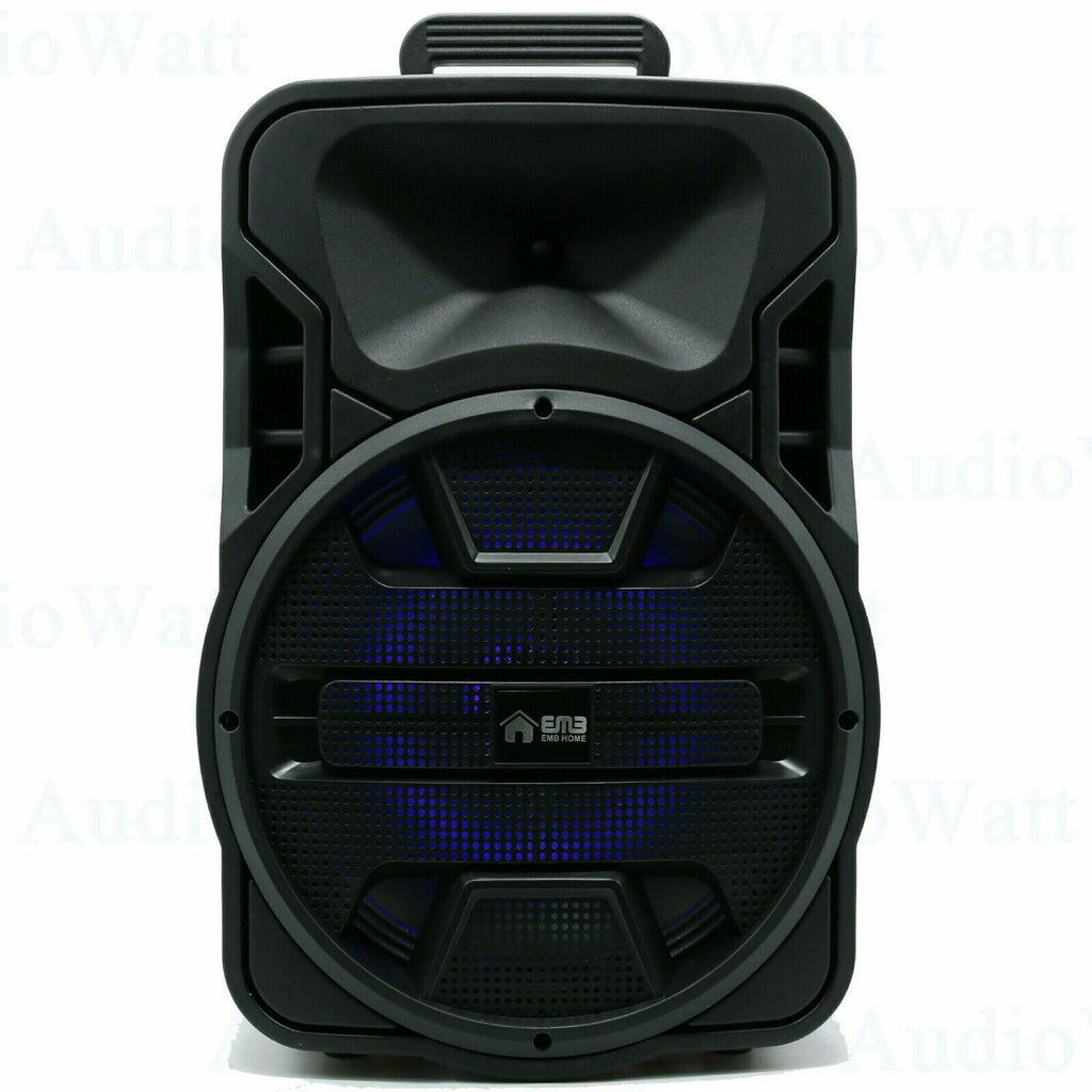 12" EMB 1200 Watts Portable Powered DJ Speaker Works iPhone Bluetooth AUX USB SD - Sellabi