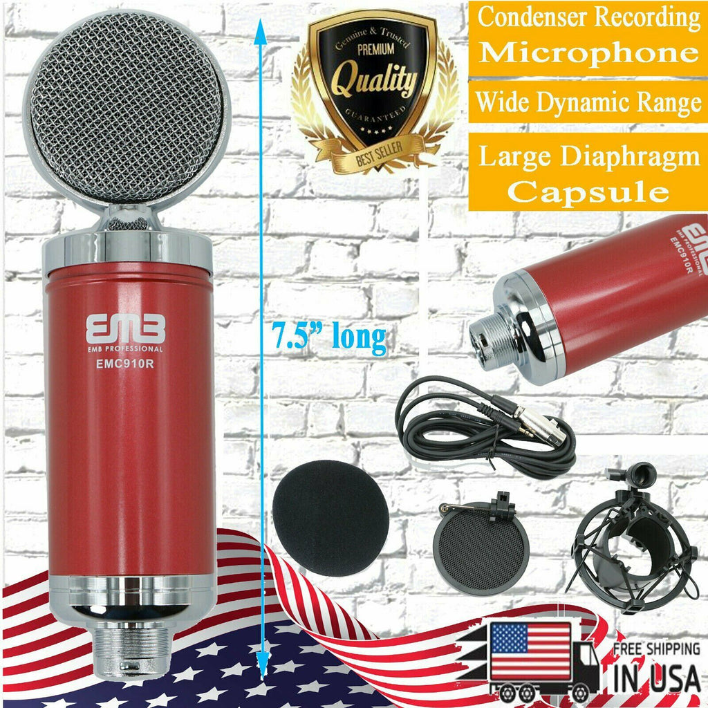 EMC910 Wide Dynamic Range Large Diaphragm Condenser Studio Microphone Red - Sellabi