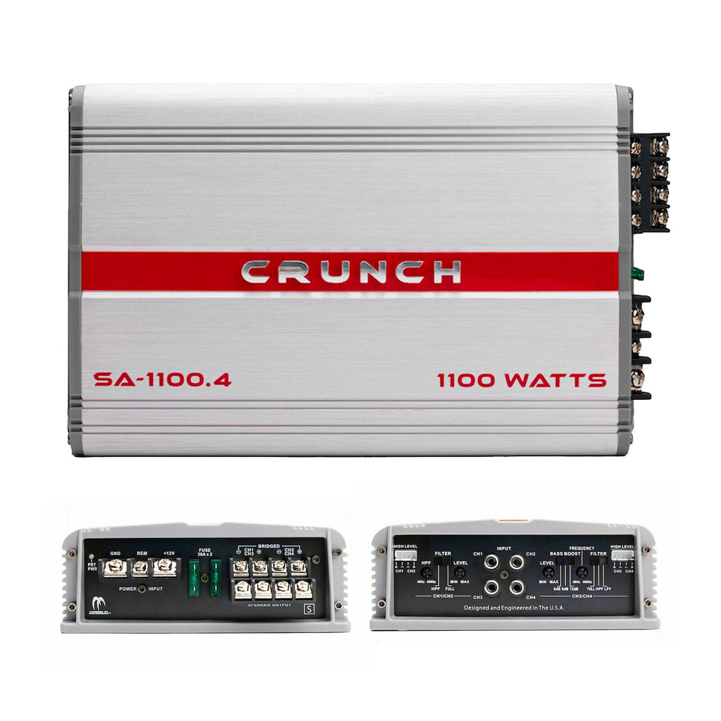 Crunch SA-1100.4 1100W 4-Ch Amplifier + 2x 6"x9" 700W 2x 6.5" 400W Speaker + Kit - Sellabi