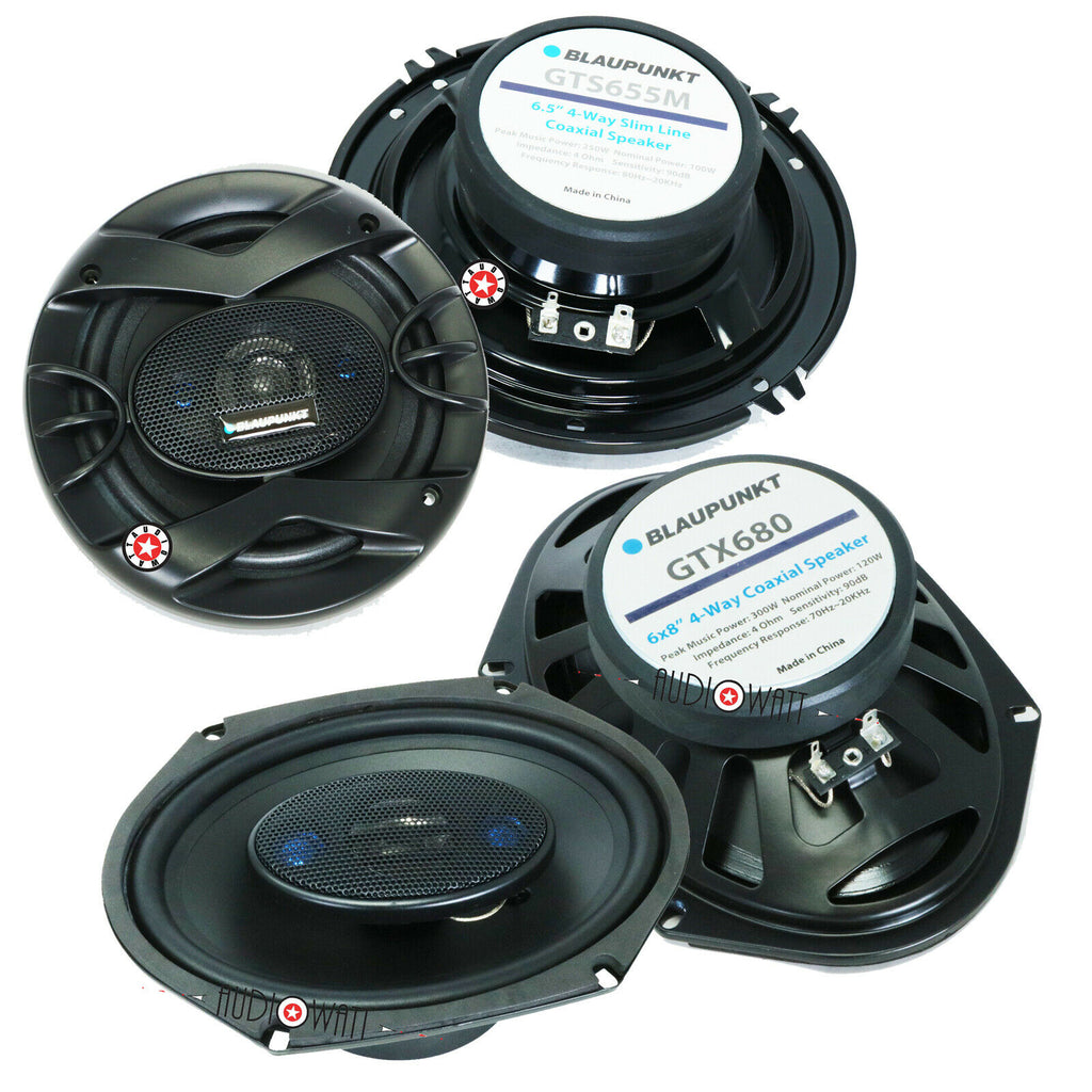 2x BLAUPUNKT GTX680 6"X8" 4-WAY 600W SPEAKERS + 2x GTS655 6.5" 250W SPEAKERS - Sellabi