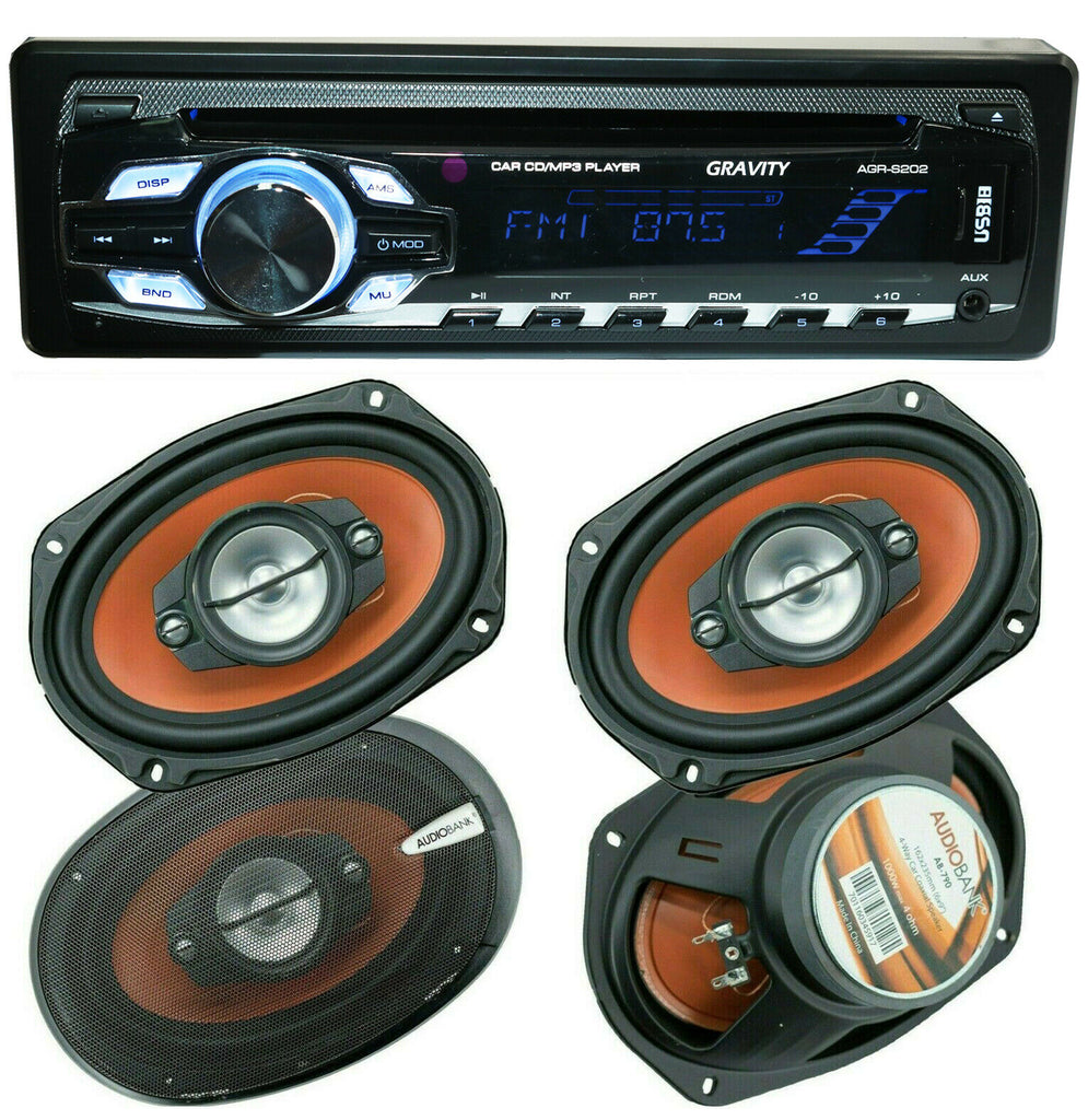 Gravity AGR-S202 Car Stereo Receiver + 4x Audiobank AB-790 6x9" 4-Way Speakers - Sellabi