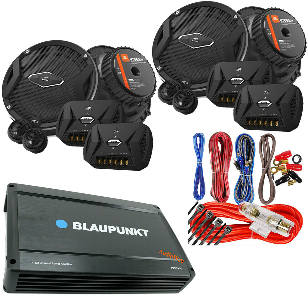 BLAUPUNKT AMP1604 1600W 4-CH AMP + 4x JBL GTO 609C 6.5" 540W Speakers + AMP KIT - Sellabi