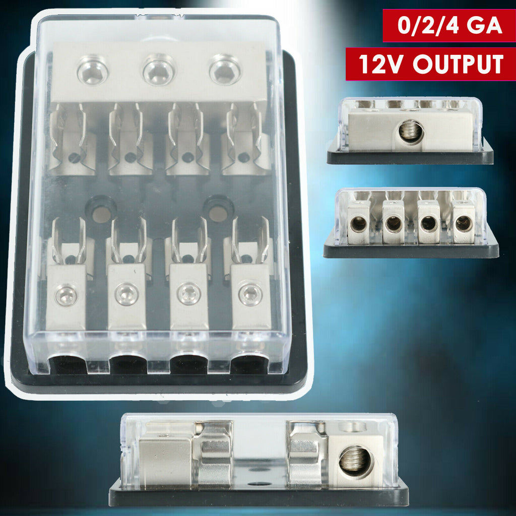 2x XAUDIO 0/2/4 Gauge 4 Way 4/8 Ga AGU Fuse Block AWG Marine Grade 12V OUTPUT - Sellabi